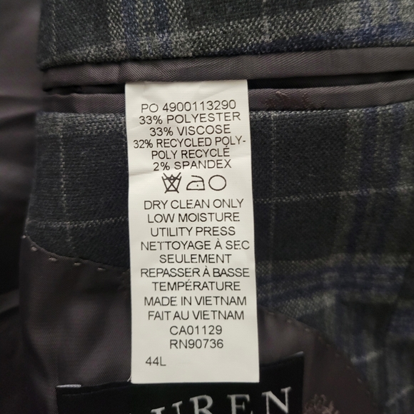LRL Ralph Lauren Mens 44L Blazer Plaid Gray Blue Sport Coat Preppy Office Jacket - Picture 5 of 8